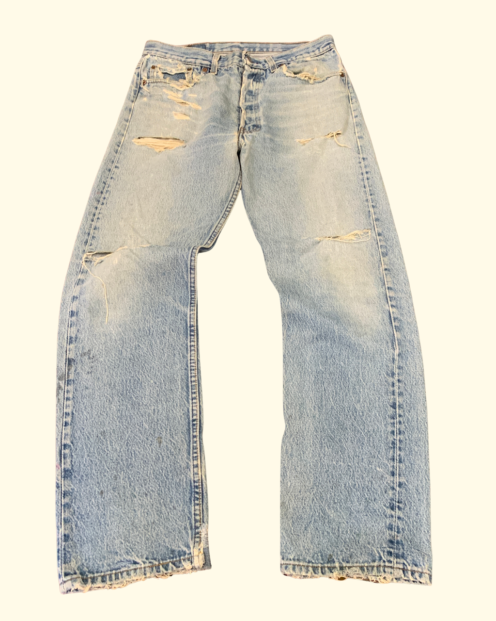 80's Levi's 501 Distressed Made In USA Light Blue Denim W33 L30