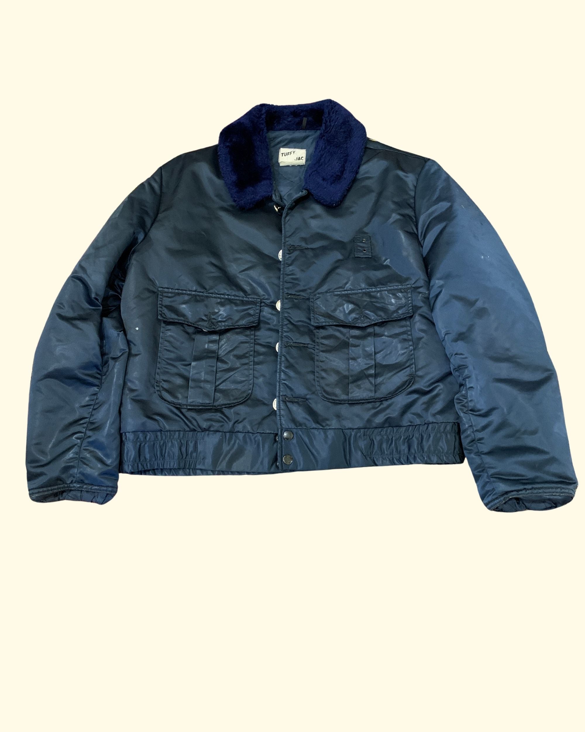 70's Tuffy Police/ Fireman Bomber Jacket Made In USA Dark Navy Size L