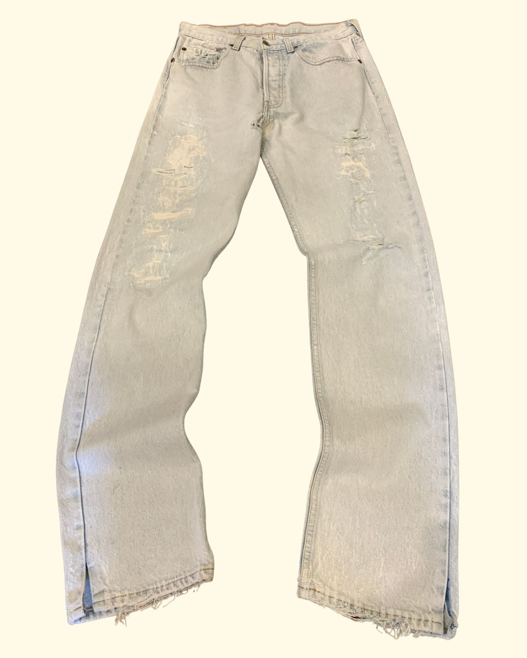 90's Levi's 501 Distressed Repaired Light Blue Denim No inside Label W28 L34