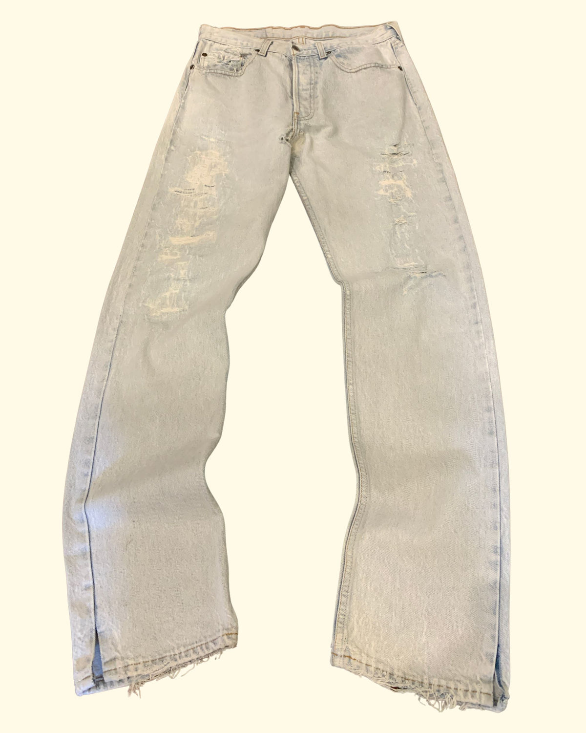 90's Levi's 501 Distressed Repaired Light Blue Denim No inside Label W28 L34