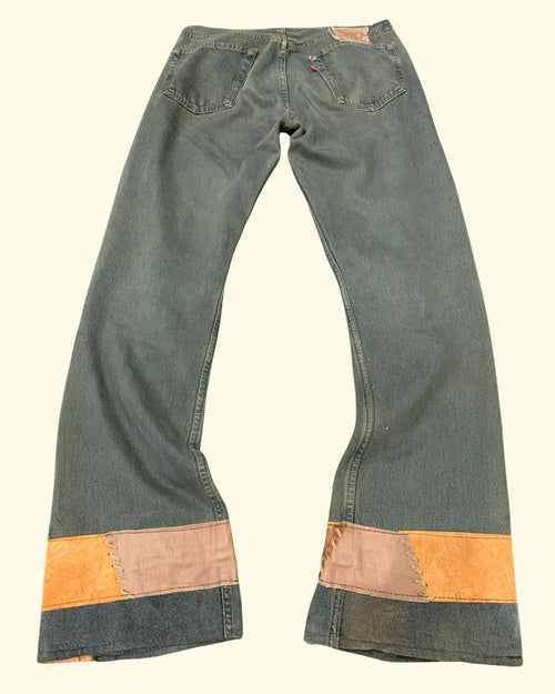 90's Levi's Patchwork Leather Rust Wash W32 L36