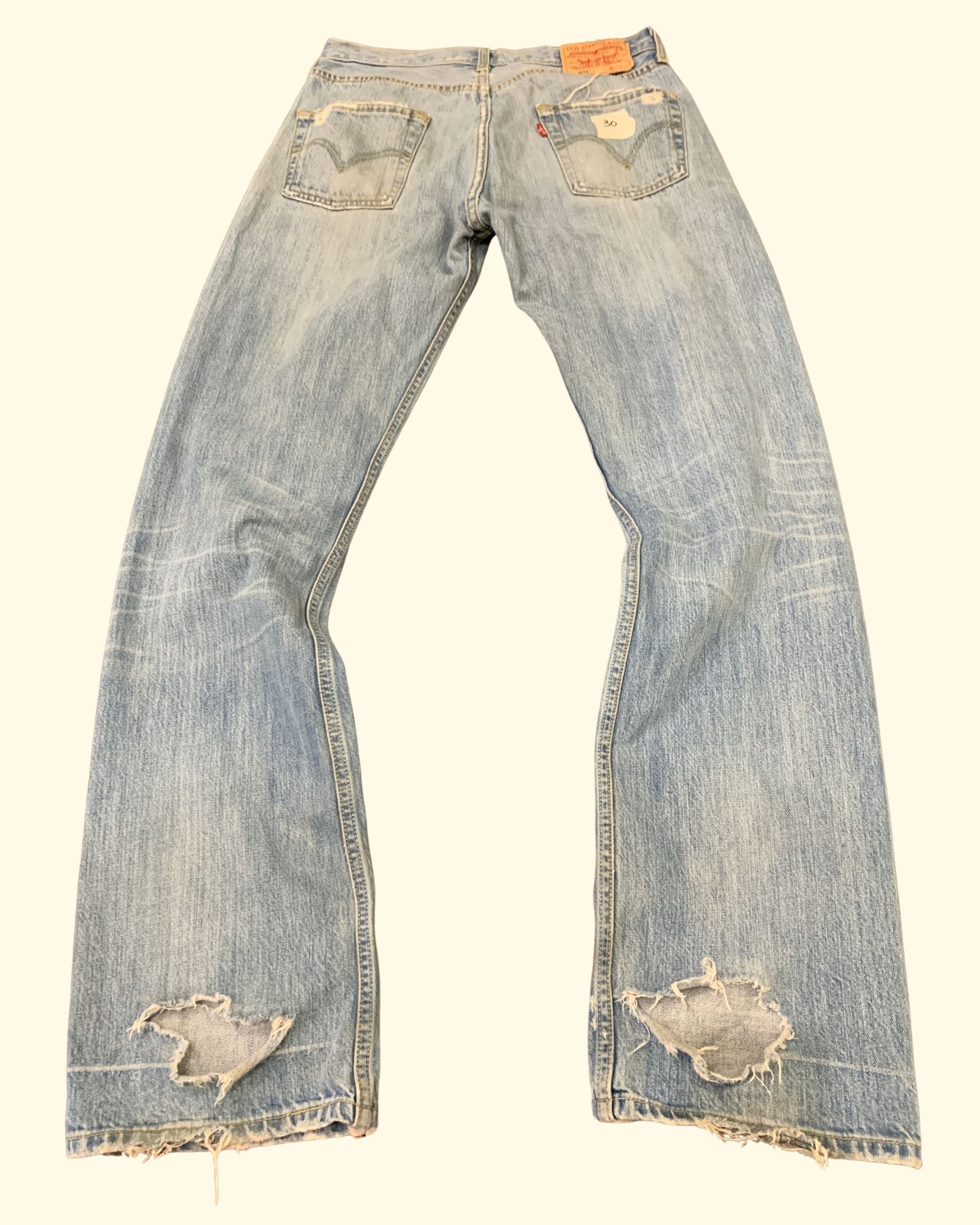 Y2K Levi's 501 Distressed Light Blue Denim W30 L34