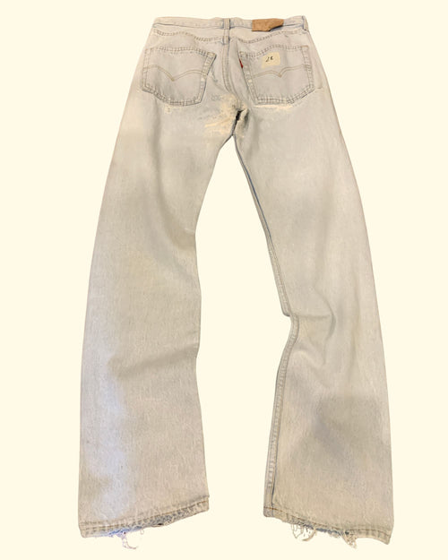 90's Levi's 501 Distressed Repaired Light Blue Denim No inside Label W28 L34