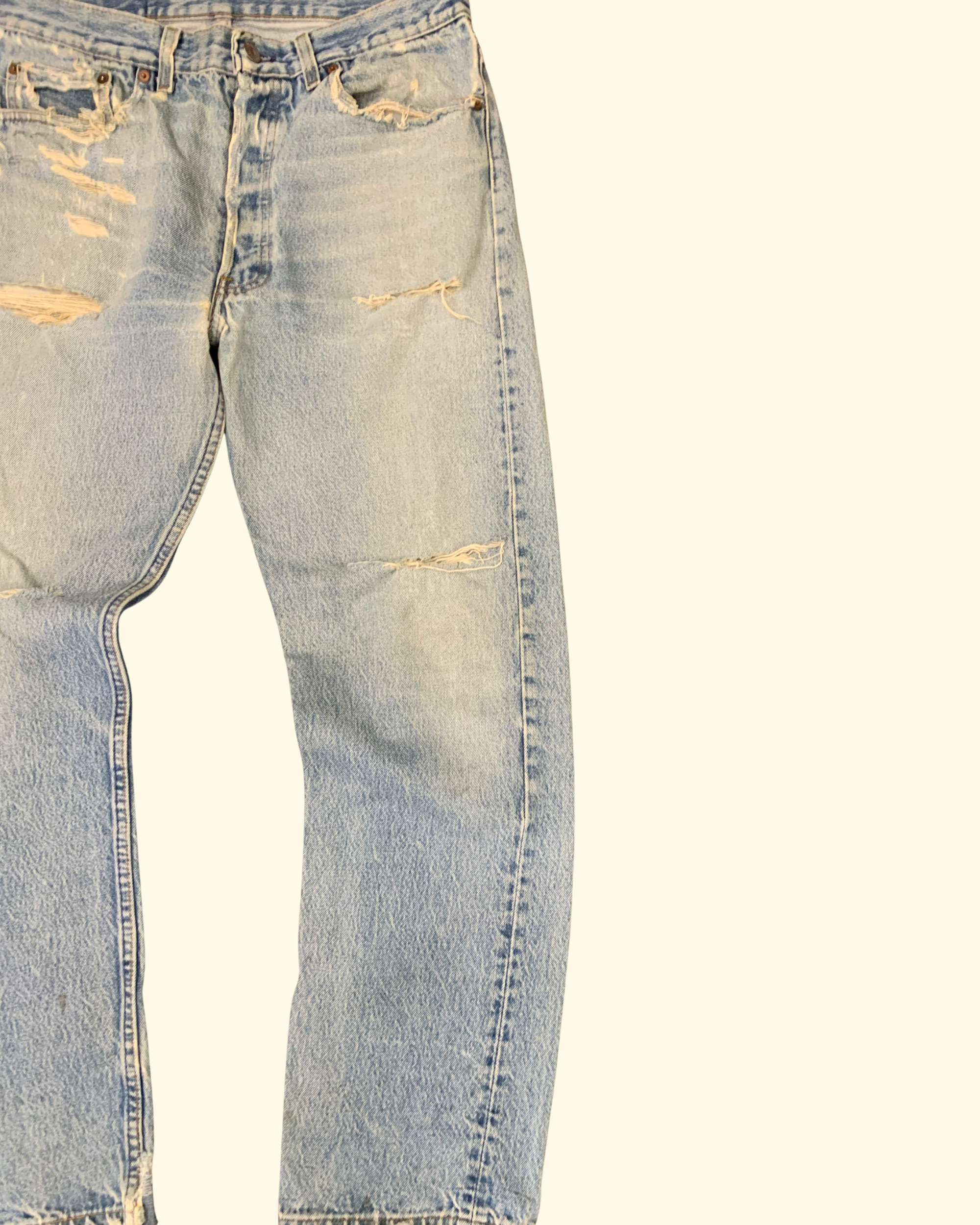 80's Levi's 501 Distressed Made In USA Light Blue Denim W33 L30