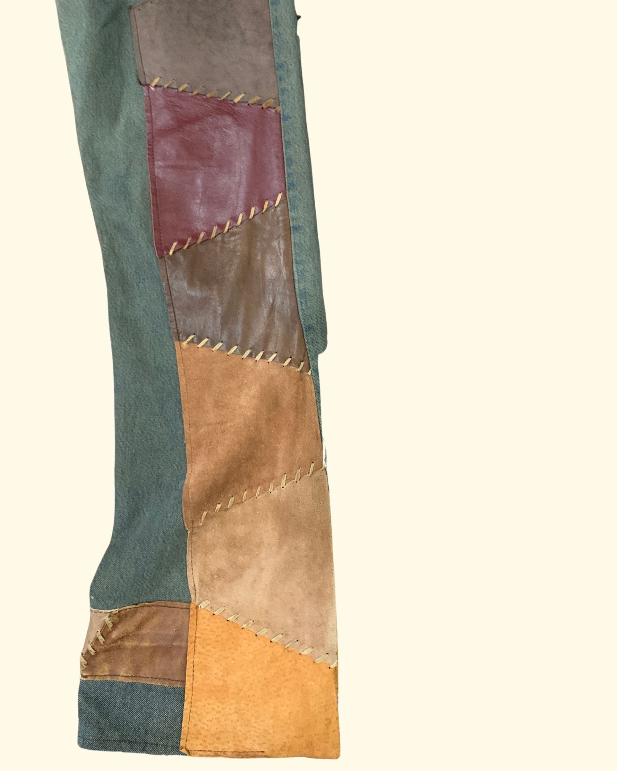90's Levi's Patchwork Leather Rust Wash W32 L36