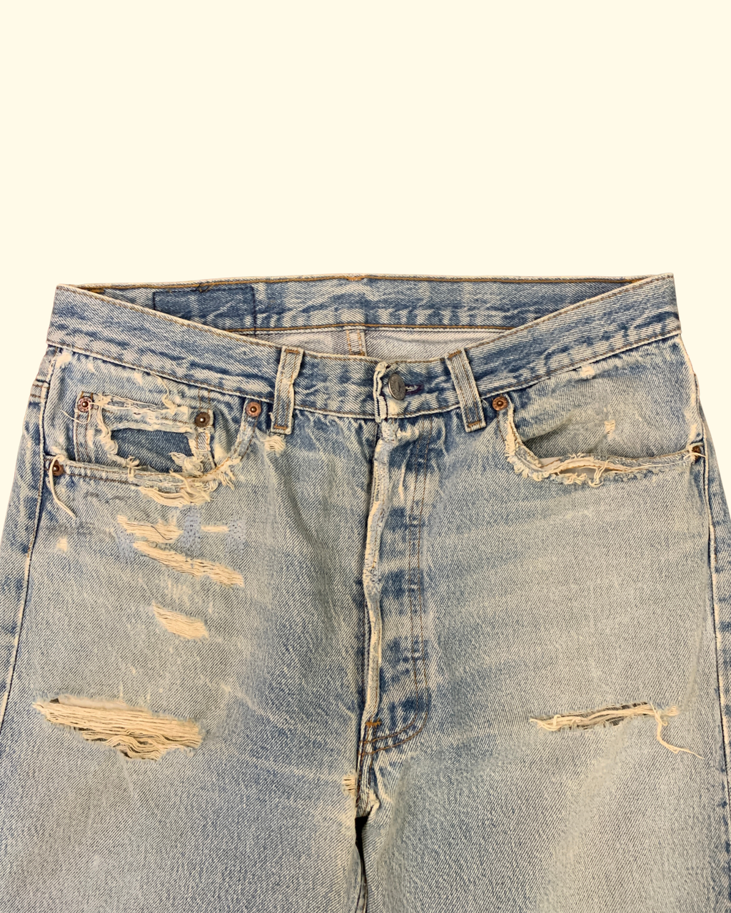 80's Levi's 501 Distressed Made In USA Light Blue Denim W33 L30