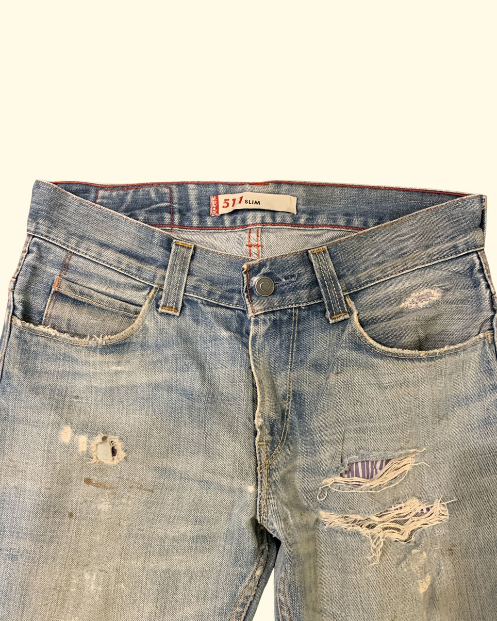 Y2K levi's 511 Distressed Light Blue Denim W32 L34
