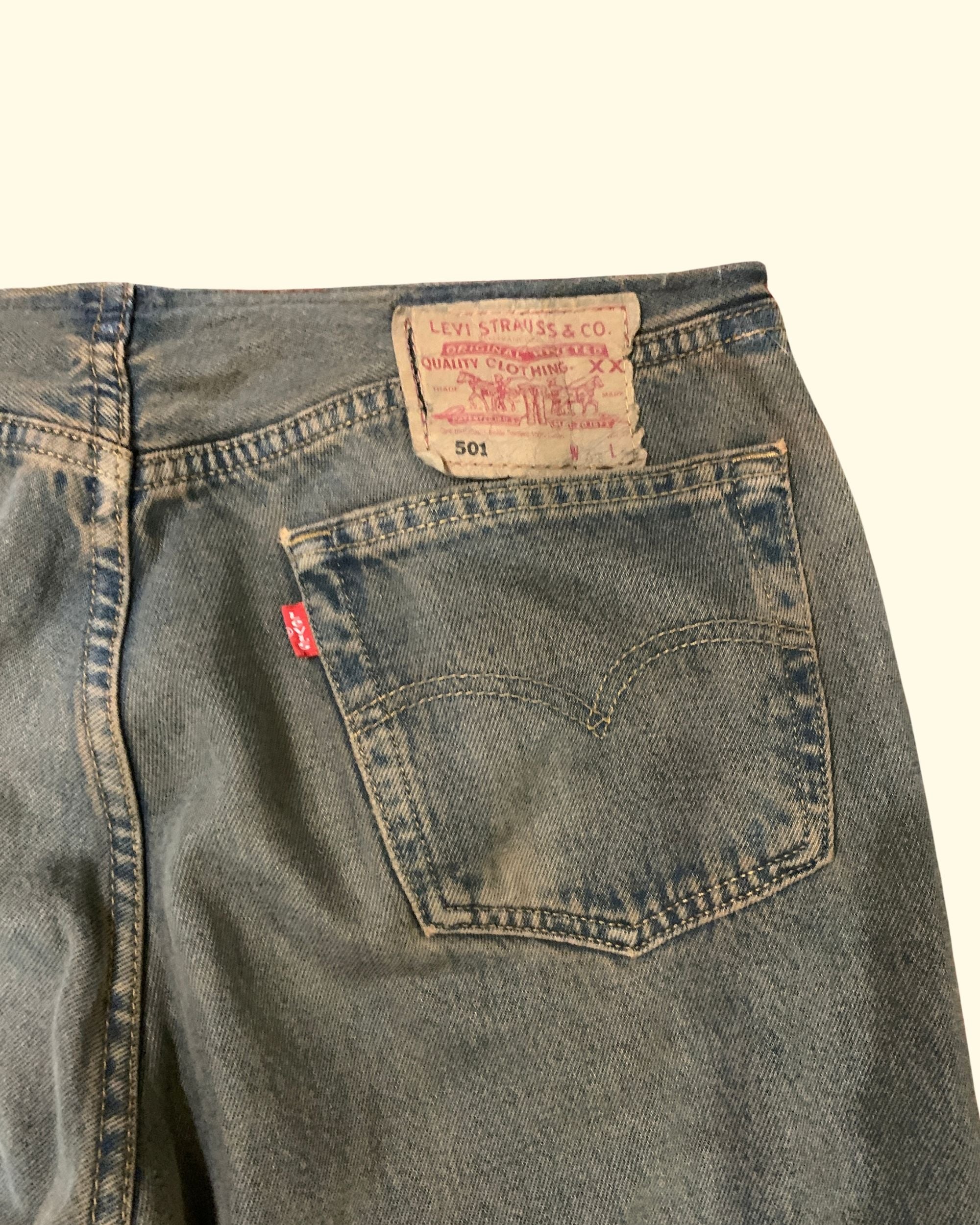 90's Levi's Patchwork Leather Rust Wash W32 L36