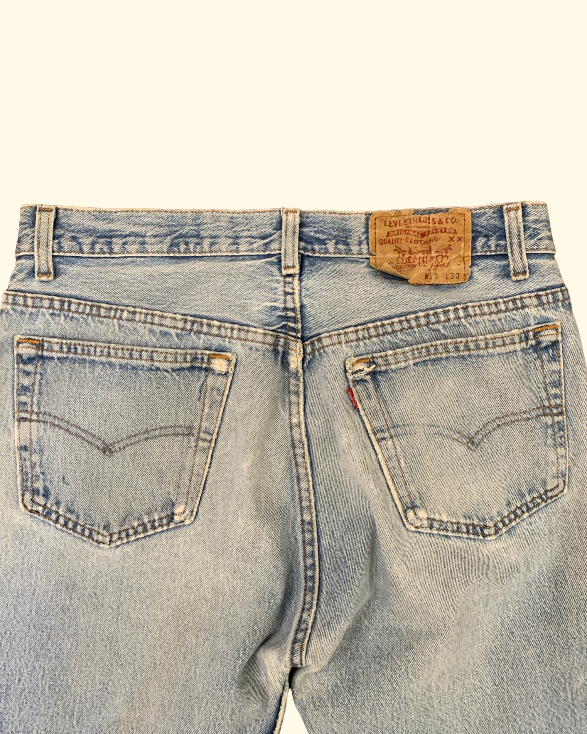 80's Levi's 501 Distressed Made In USA Light Blue Denim W33 L30