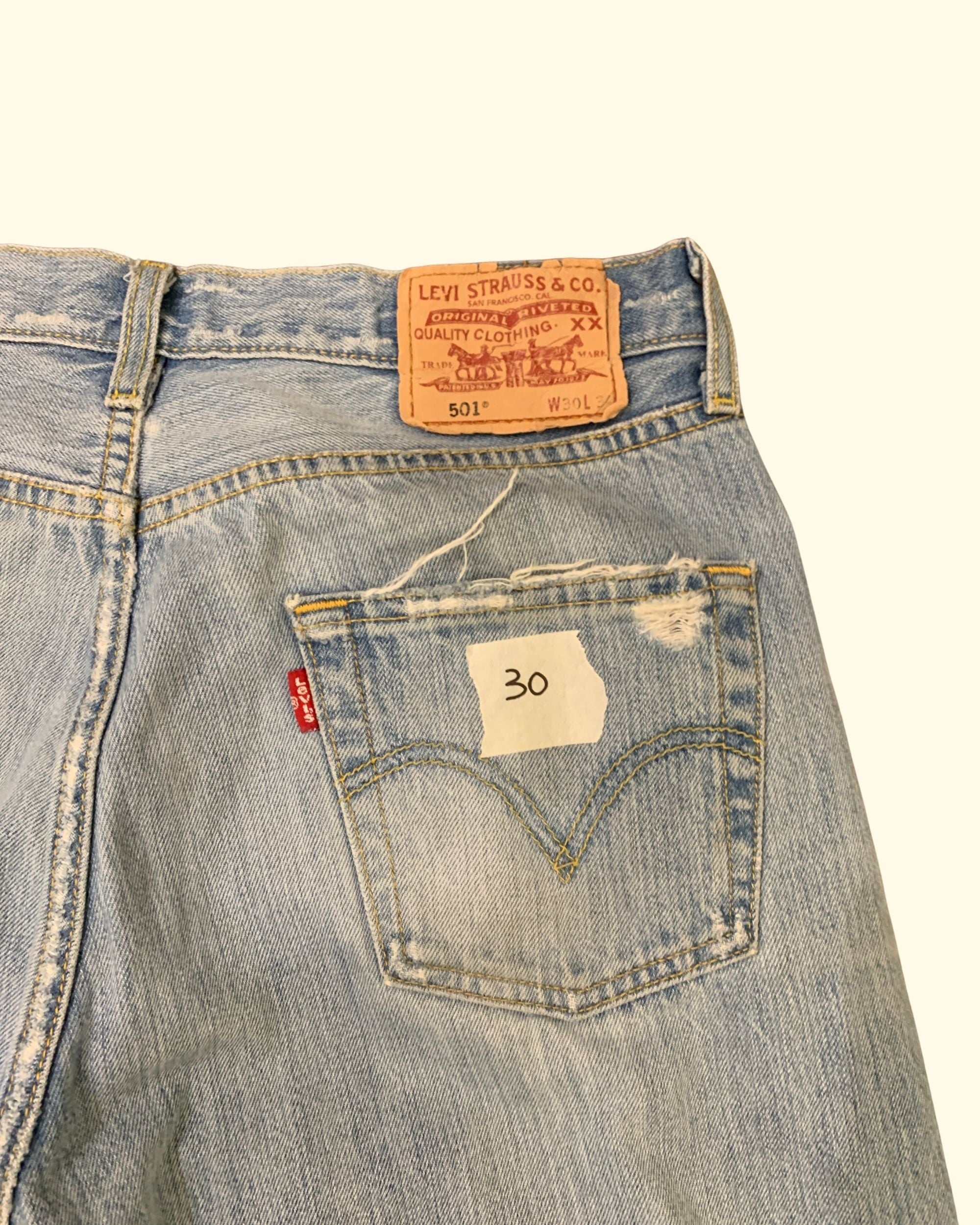 Y2K Levi's 501 Distressed Light Blue Denim W30 L34