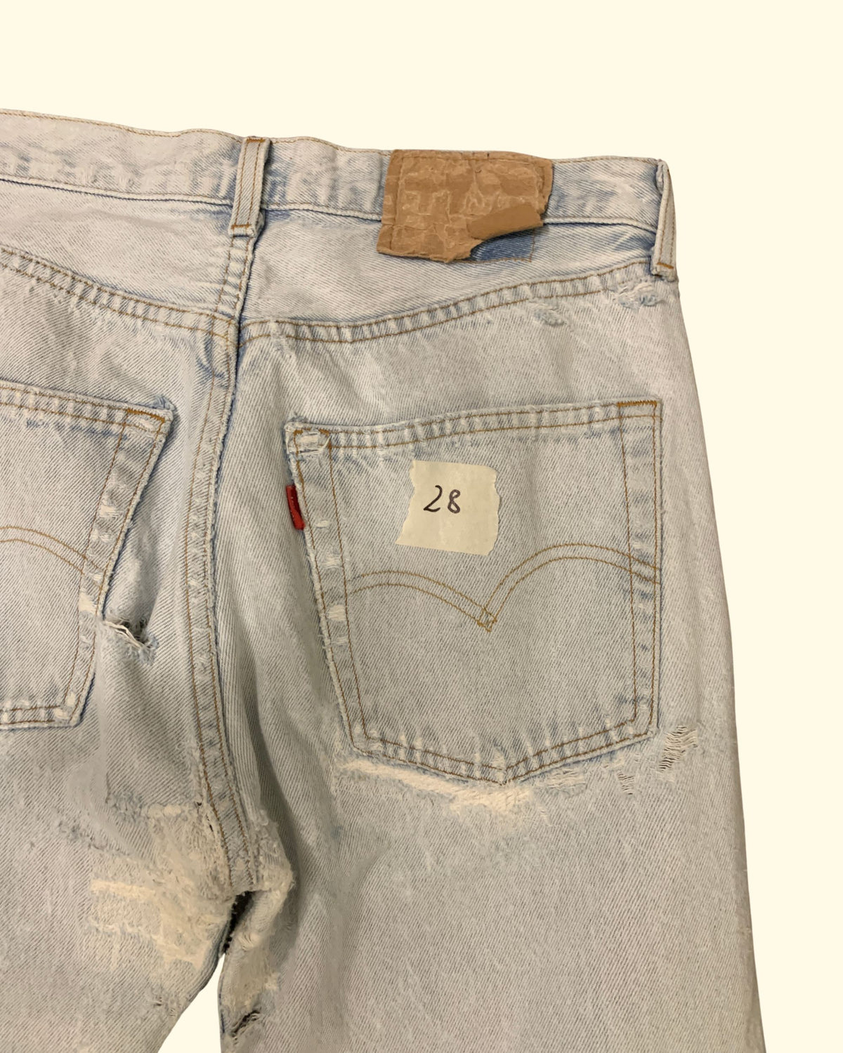 90's Levi's 501 Distressed Repaired Light Blue Denim No inside Label W28 L34