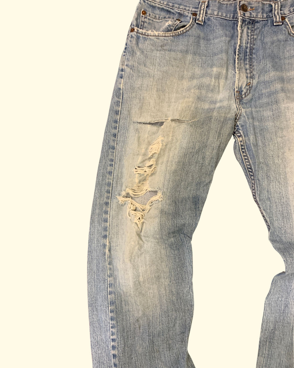 90's Levi's Coupe Regular Made In Mexico Distressed Light Blue Denim W34 L30