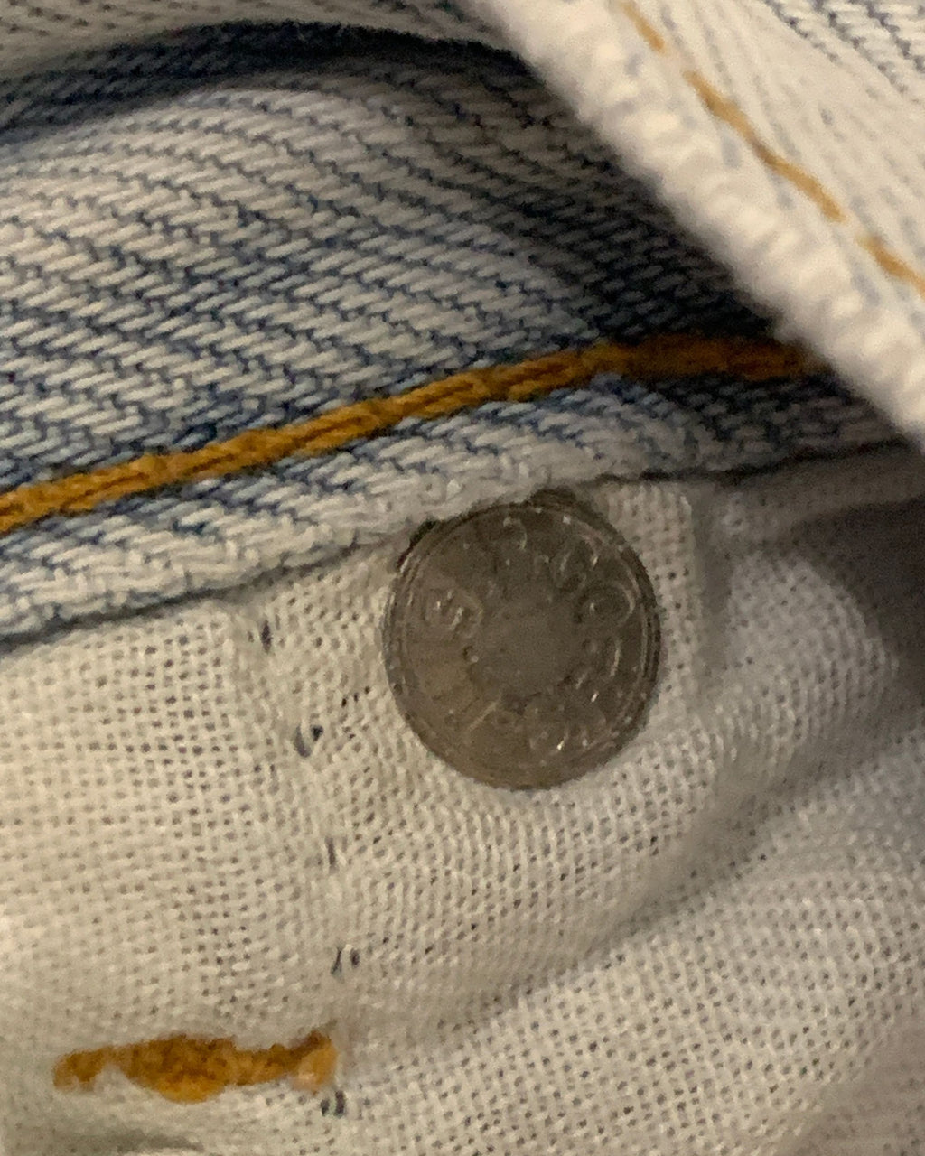 90's Levi's 501 Distressed Repaired Light Blue Denim No inside Label W28 L34