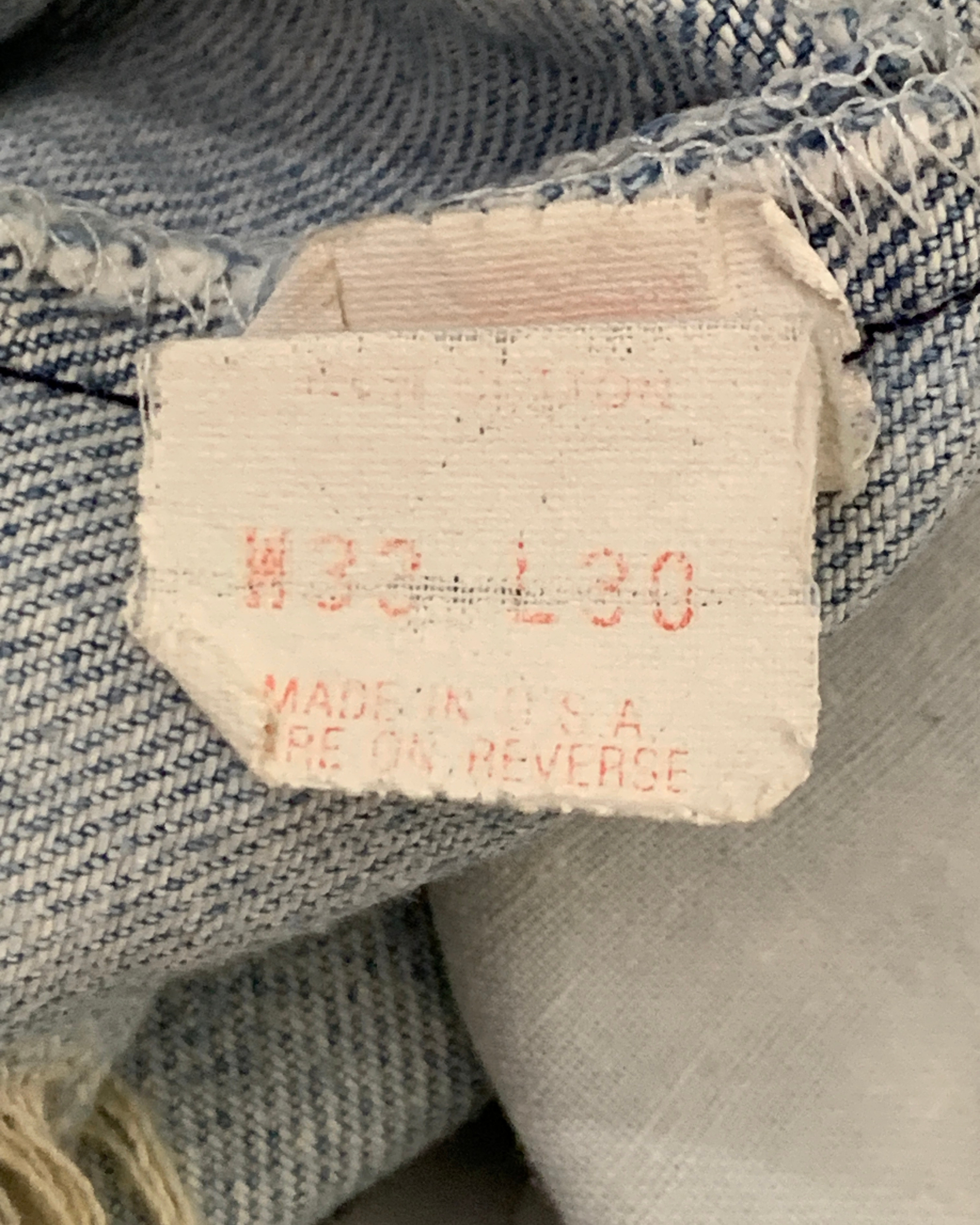 80's Levi's 501 Distressed Made In USA Light Blue Denim W33 L30
