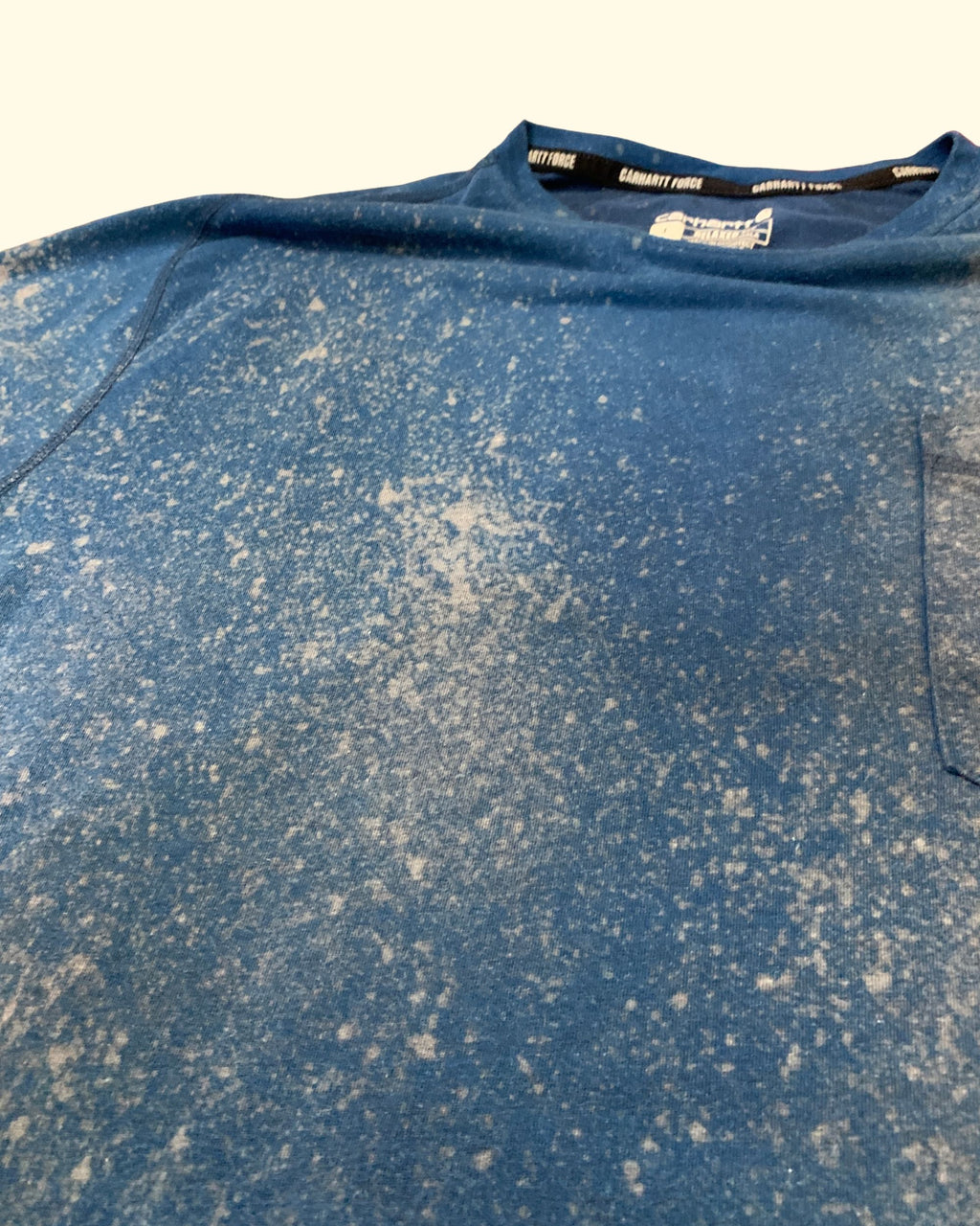 Carhartt Force Pocket T-Shirt Blue Bleached Distressed Relaxed Fit Size L