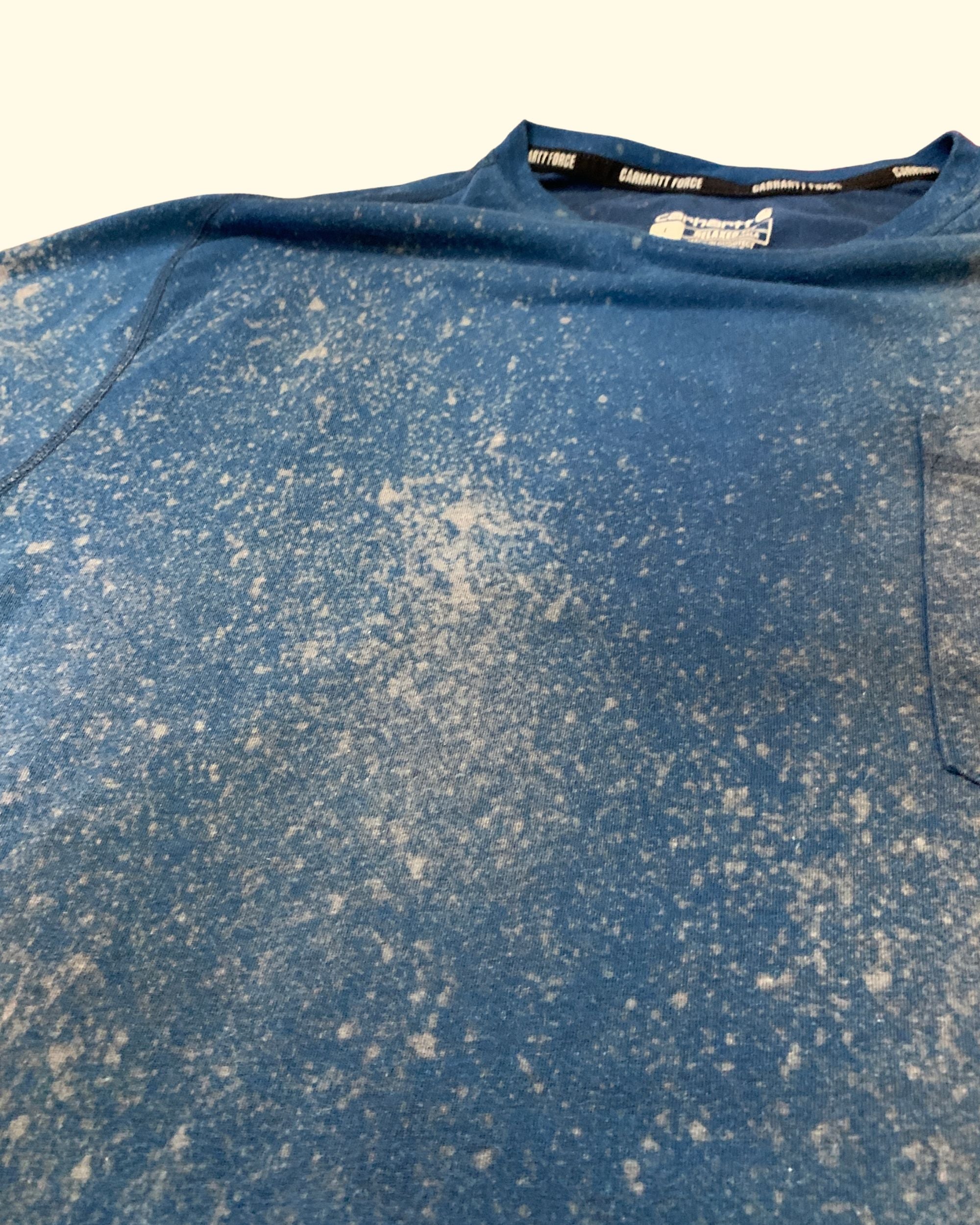 Carhartt Force Pocket T-Shirt Blue Bleached Distressed Relaxed Fit Size L