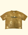 Carhartt Logo T-Shirt Brown Bleached Distressed Workwear Size XL