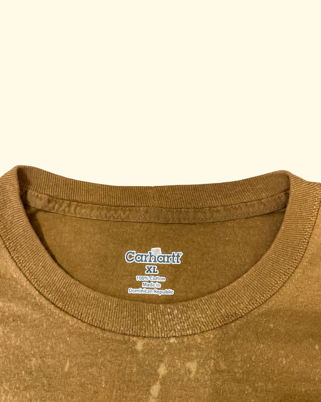 Carhartt Logo T-Shirt Brown Bleached Distressed Workwear Size XL