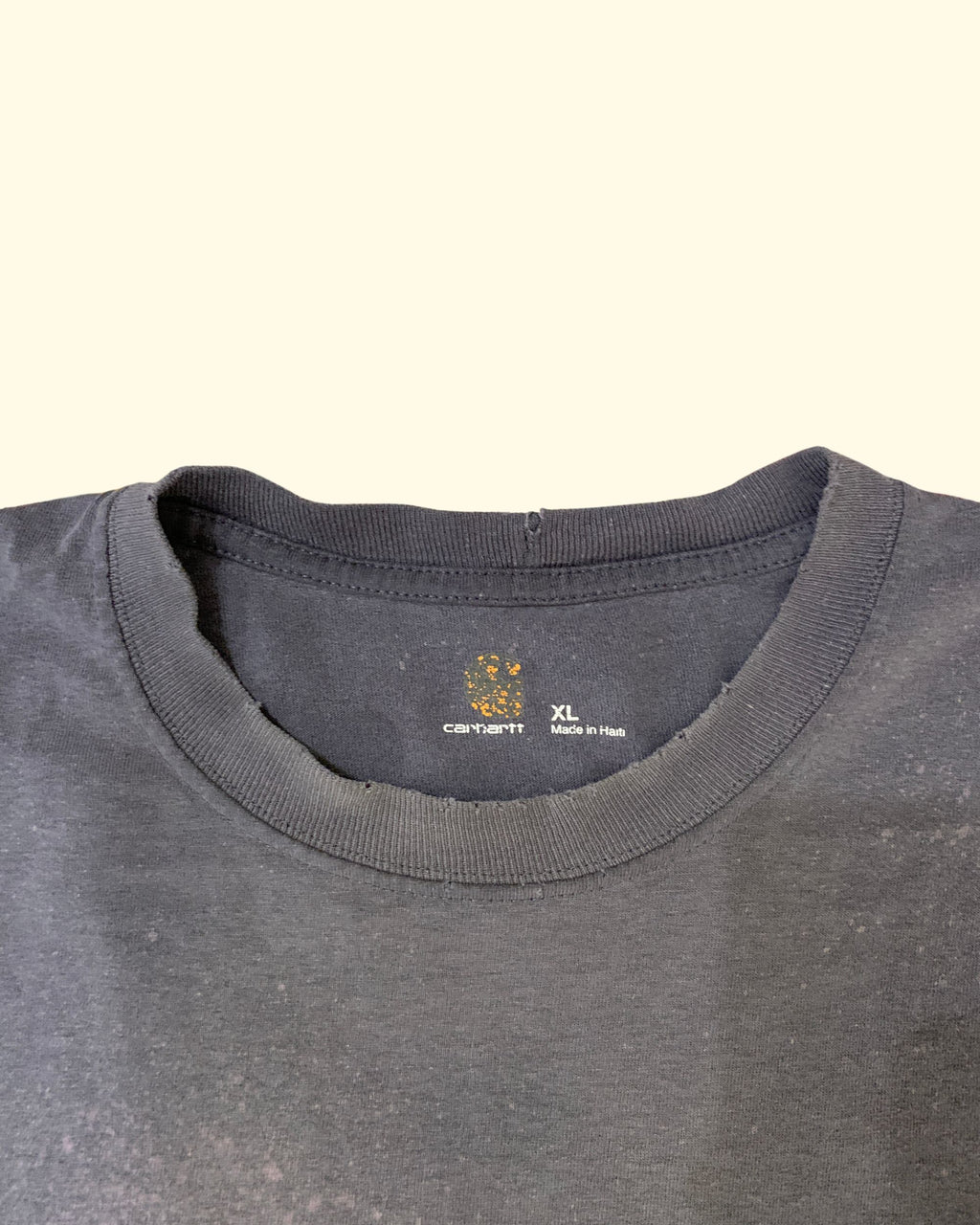 Carhartt Pocket T-Shirt Black Bleached Distressed Workwear XL