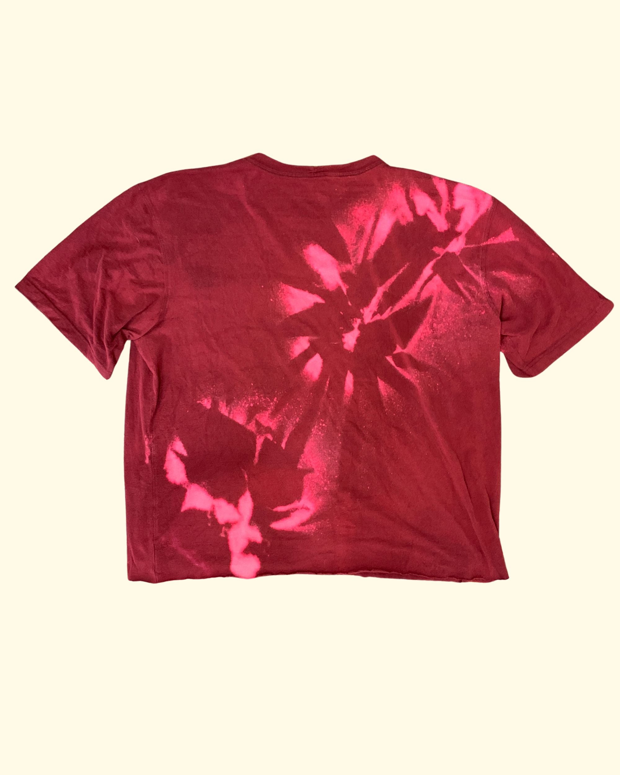 Carhartt Pocket T-Shirt Burgundy Bleached Distressed Relaxed Fit 2XL