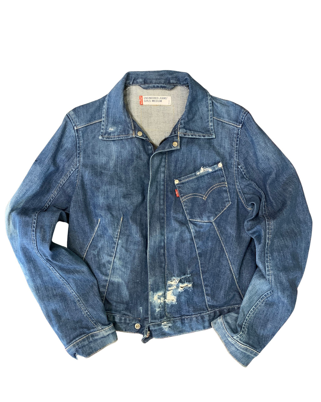 Levi's Engineered Jeans Vintage Distressed Denim Jacket Blue Y2K Size M