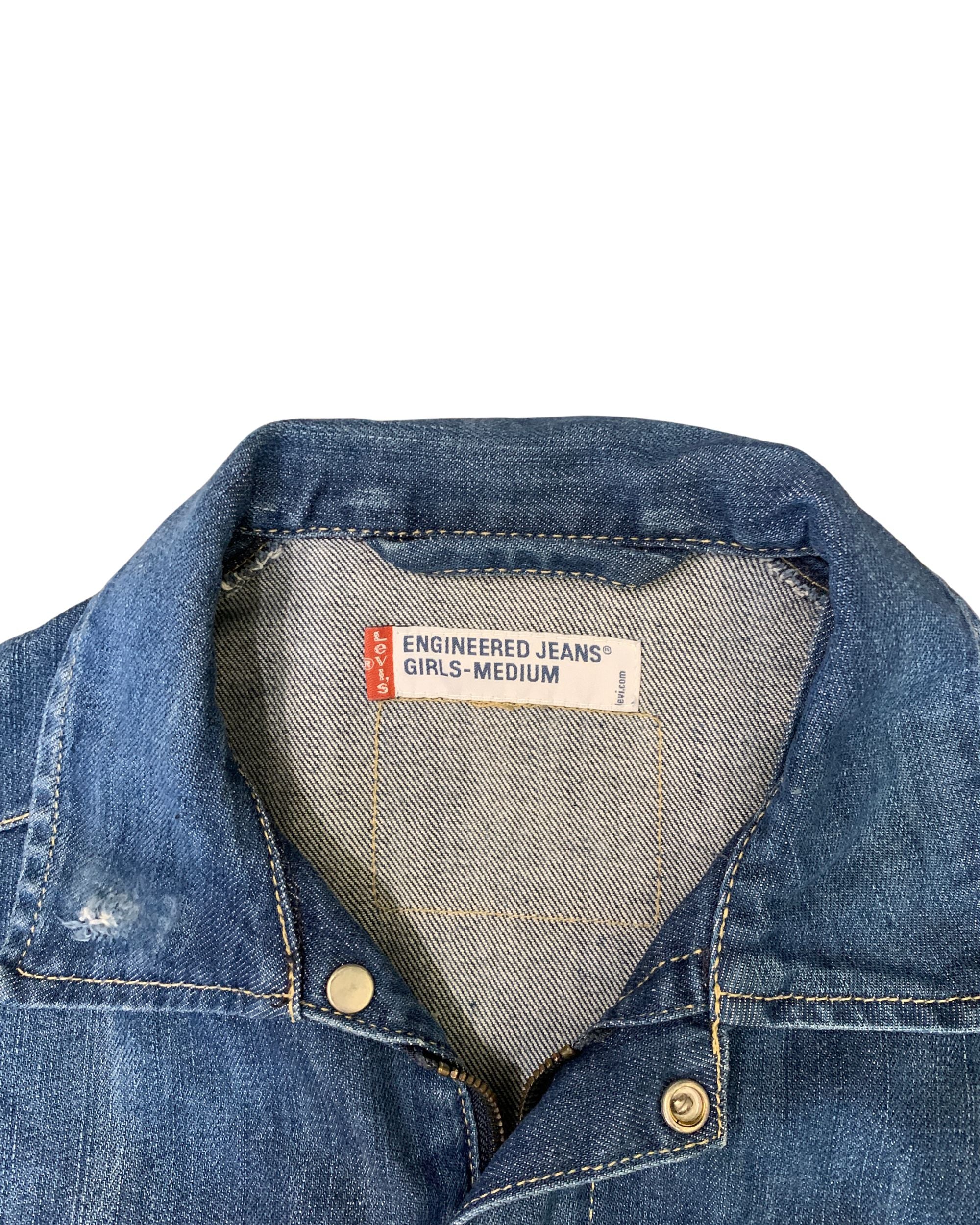 Levi's Engineered Jeans Vintage Distressed Denim Jacket Blue Y2K Size M