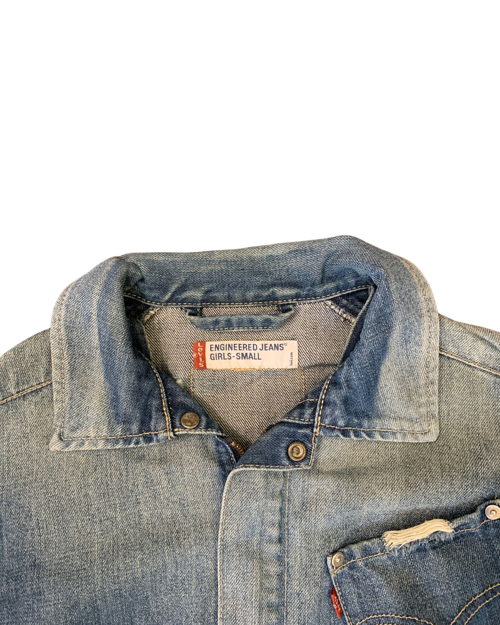 Levi's Engineered Jeans Vintage Distressed Denim Jacket Blue Y2K Size S