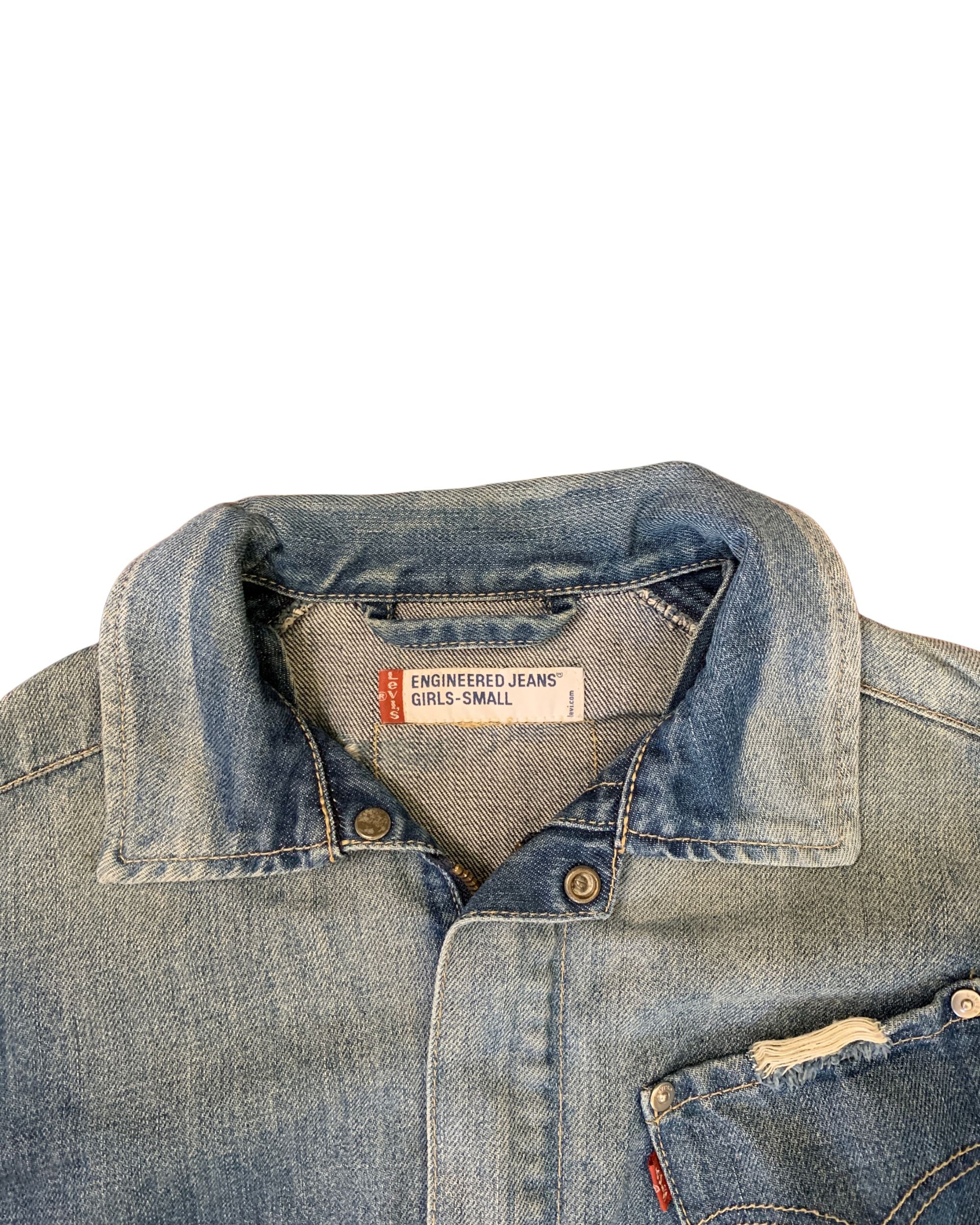 Levi's Engineered Jeans Vintage Distressed Denim Jacket Blue Y2K Size S
