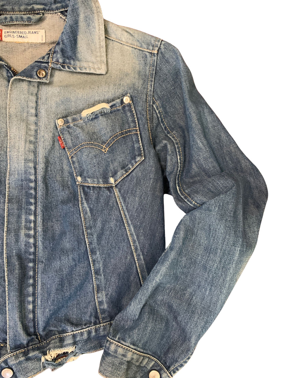 Levi's Engineered Jeans Vintage Distressed Denim Jacket Blue Y2K Size S