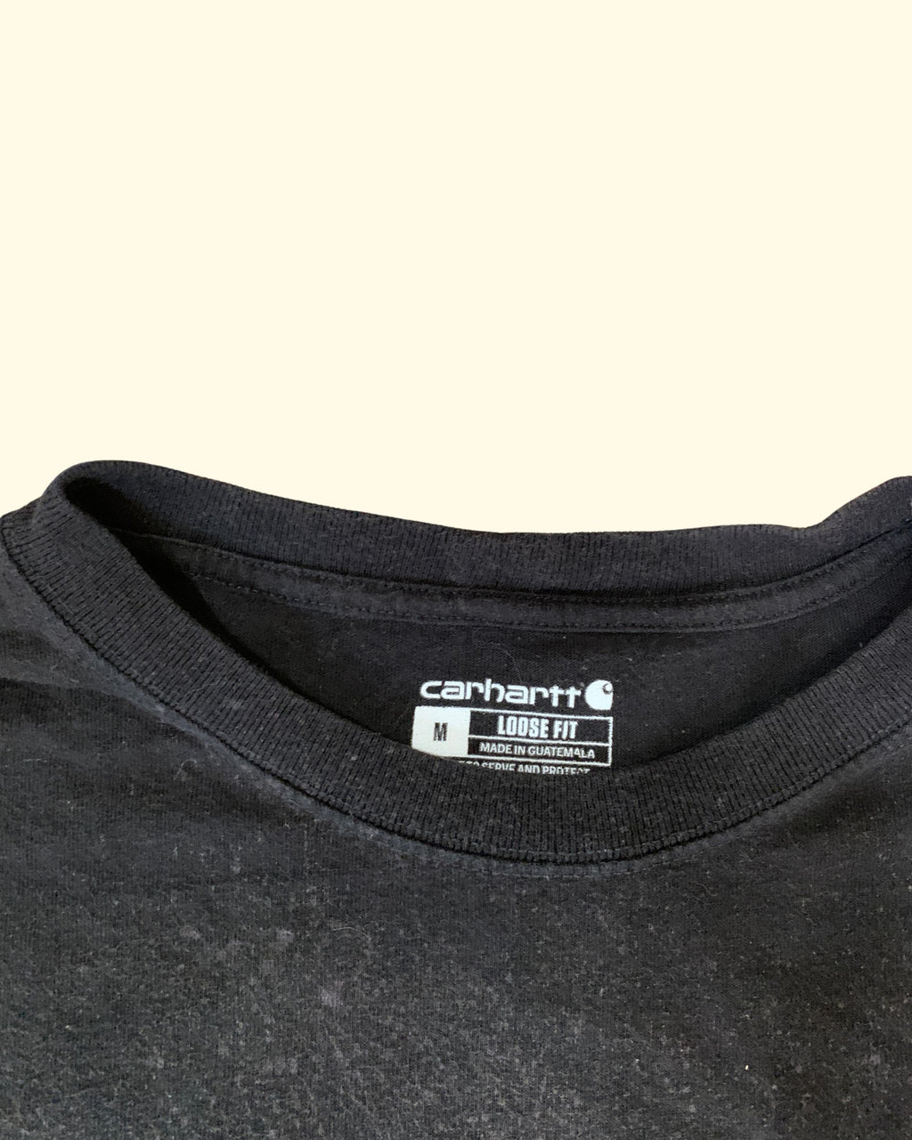 Vintage Carhartt Pocket Tee Black Logo Patch Workwear Loose Fit M
