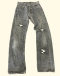 Vintage Levi's 501 Black Made in USA Distressed Jeans W27 L30