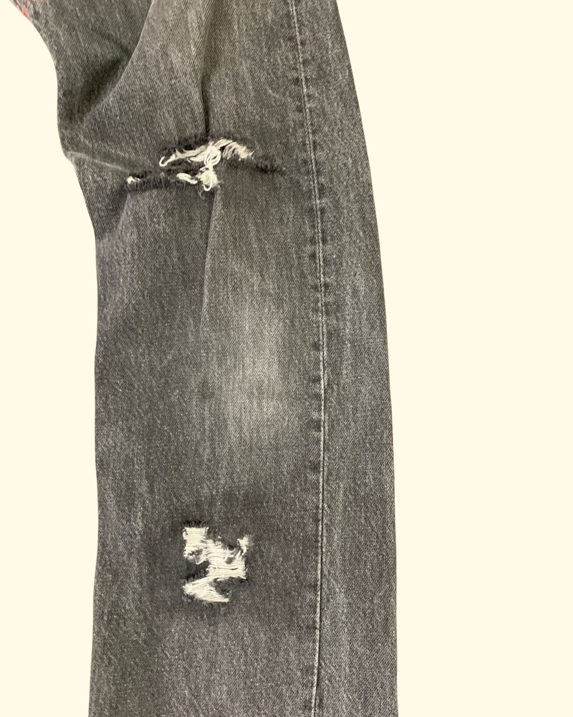 Vintage Levi's 501 Black Made in USA Distressed Jeans W27 L30