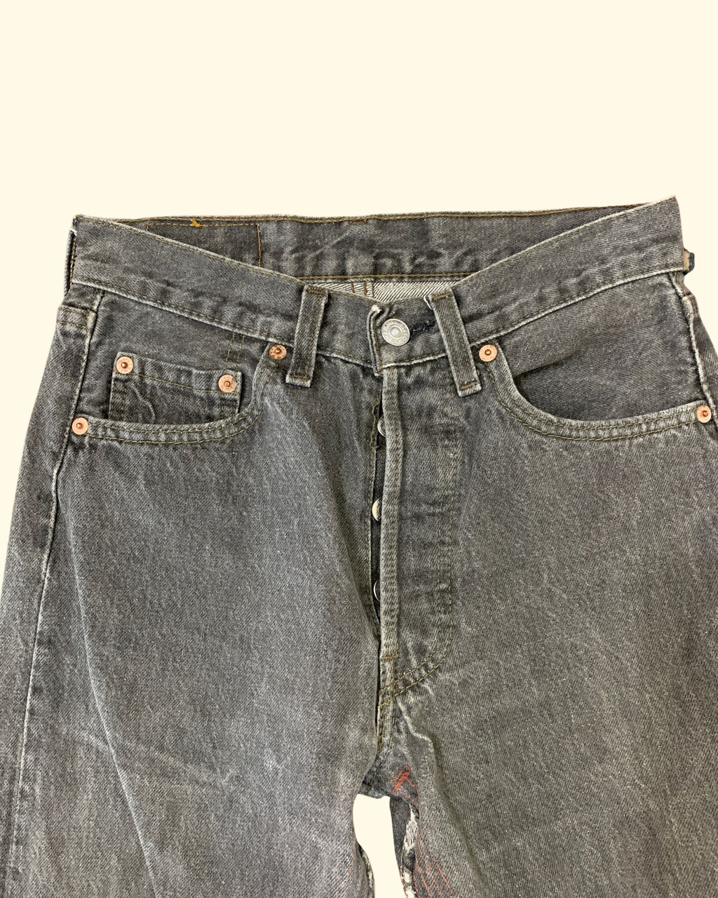 Vintage Levi's 501 Black Made in USA Distressed Jeans W27 L30
