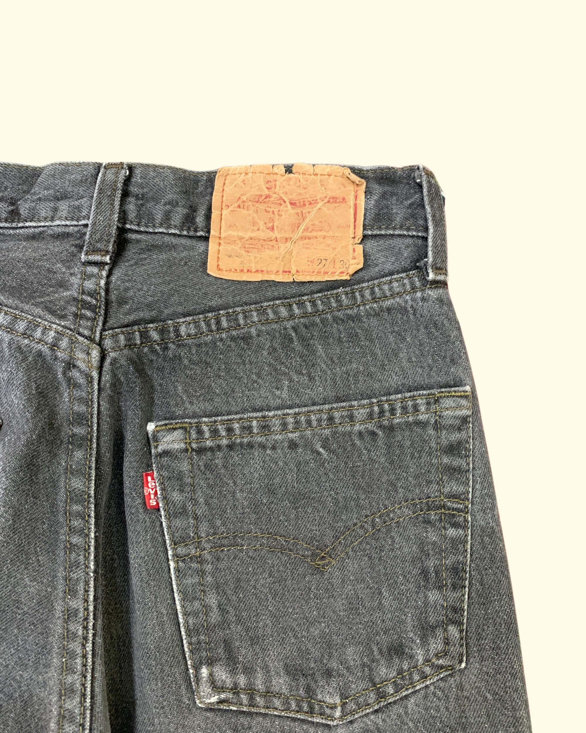 Vintage Levi's 501 Black Made in USA Distressed Jeans W27 L30
