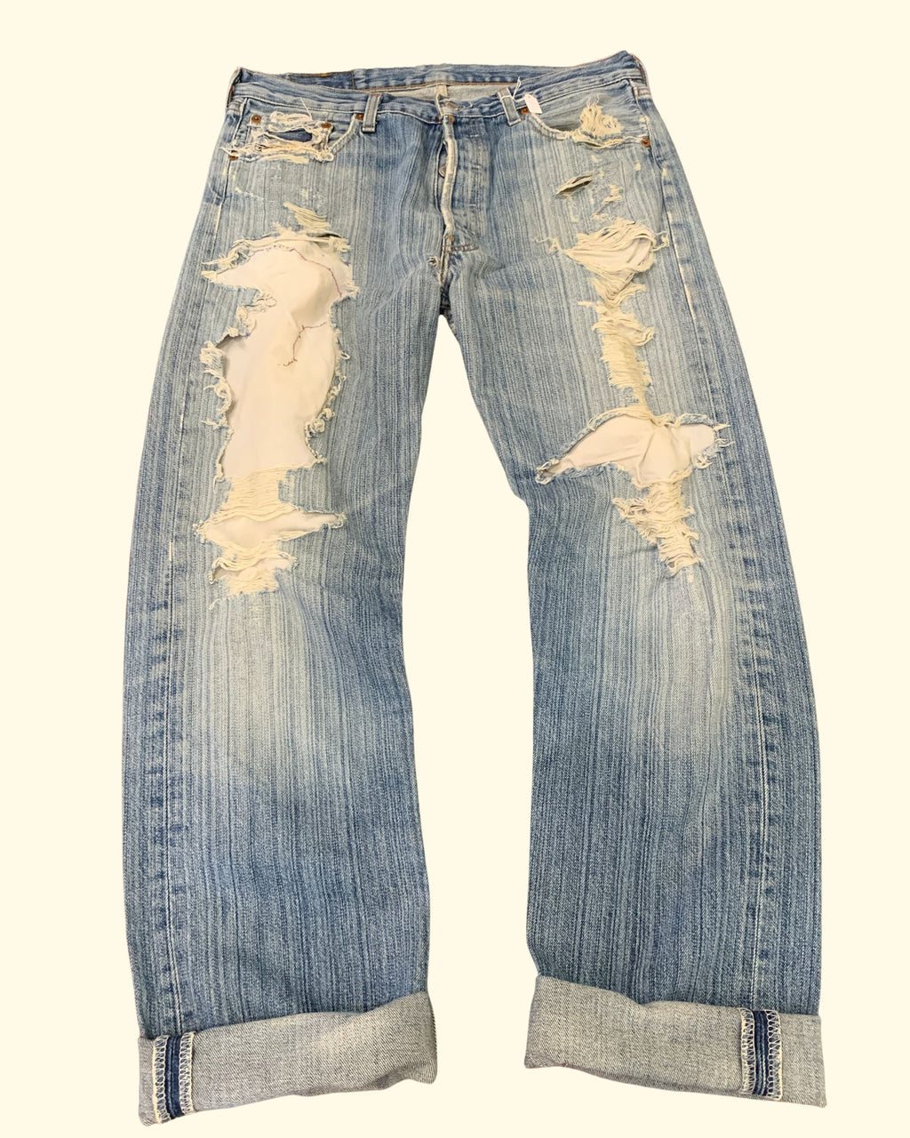 Vintage Levi's 501 Distressed Jeans Made in France W34 L36