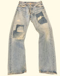 Vintage Levi's 501 Patchwork Made in UK Jeans W32 L32 Light Wash Distressed 90s