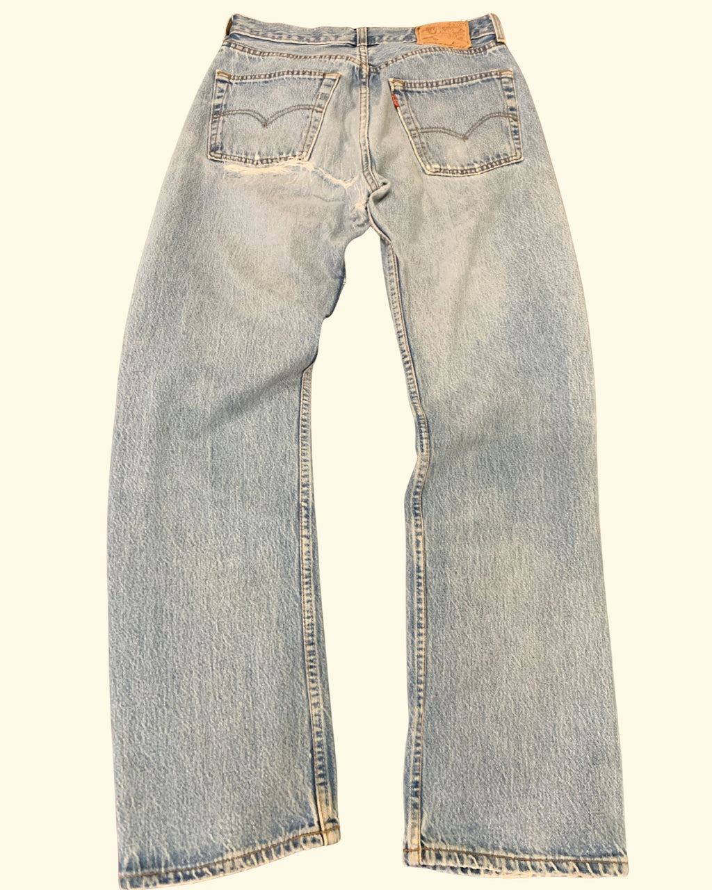 Vintage Levi's 501 Patchwork Made in UK Jeans W32 L32 Light Wash Distressed 90s