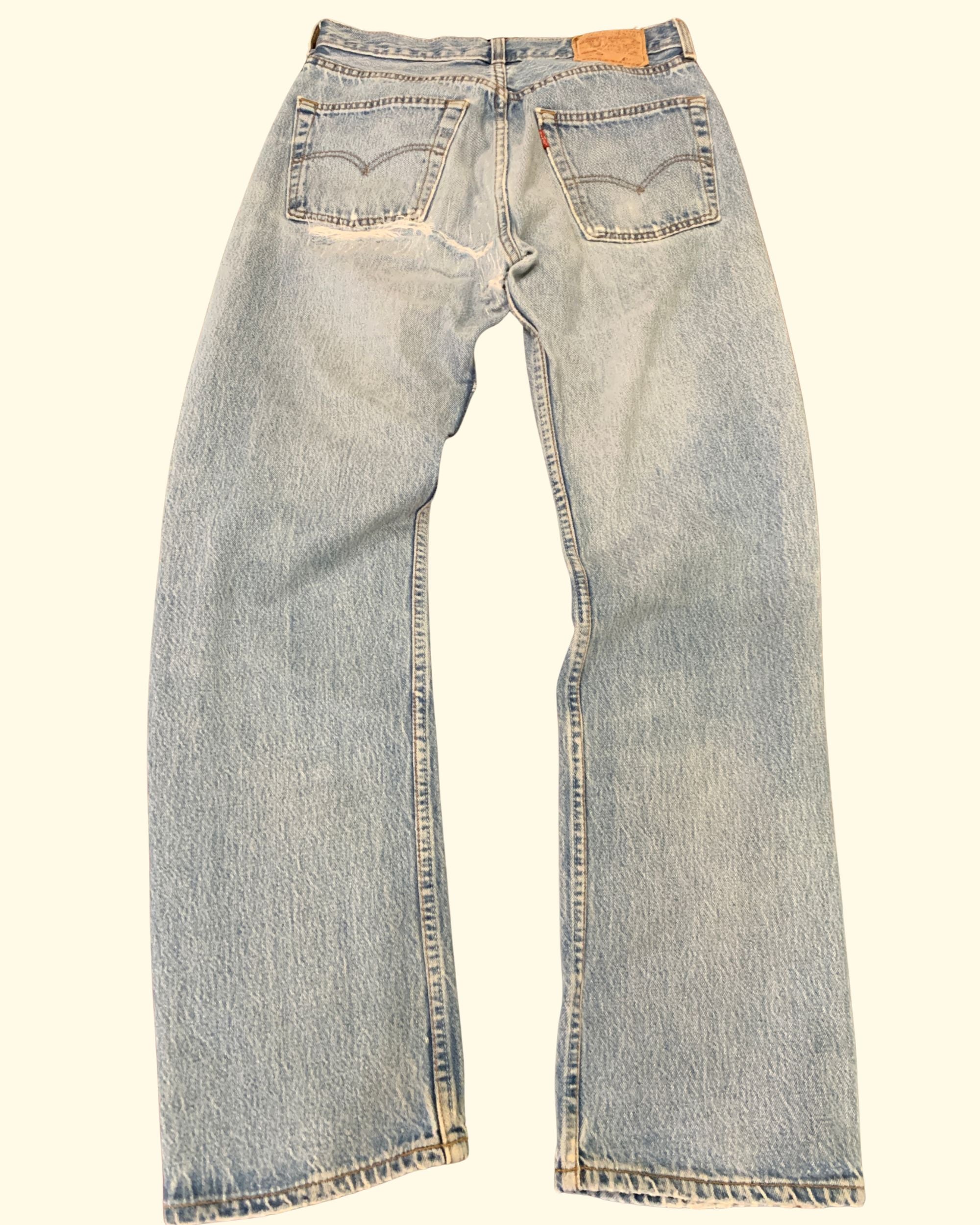 Vintage Levi's 501 Patchwork Made in UK Jeans W32 L32 Light Wash Distressed 90s