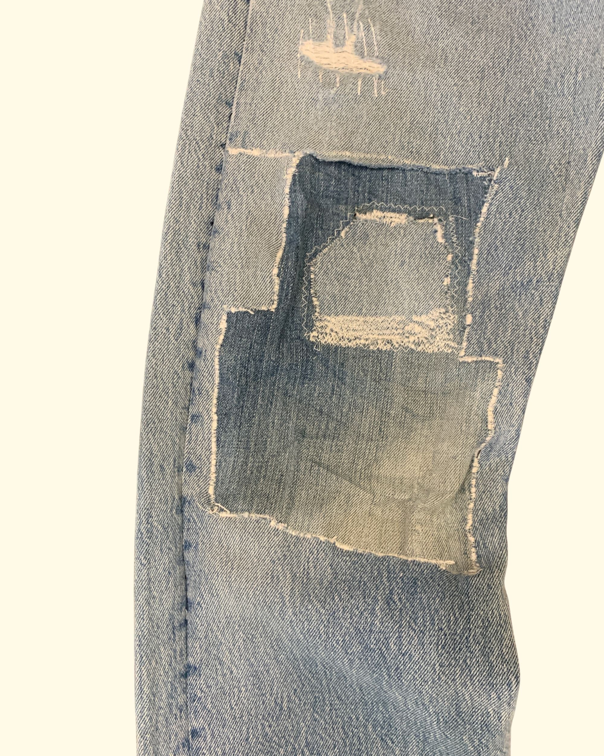 Vintage Levi's 501 Patchwork Made in UK Jeans W32 L32 Light Wash Distressed 90s