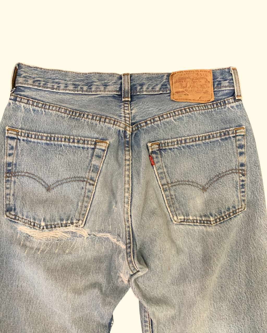 Vintage Levi's 501 Patchwork Made in UK Jeans W32 L32 Light Wash Distressed 90s