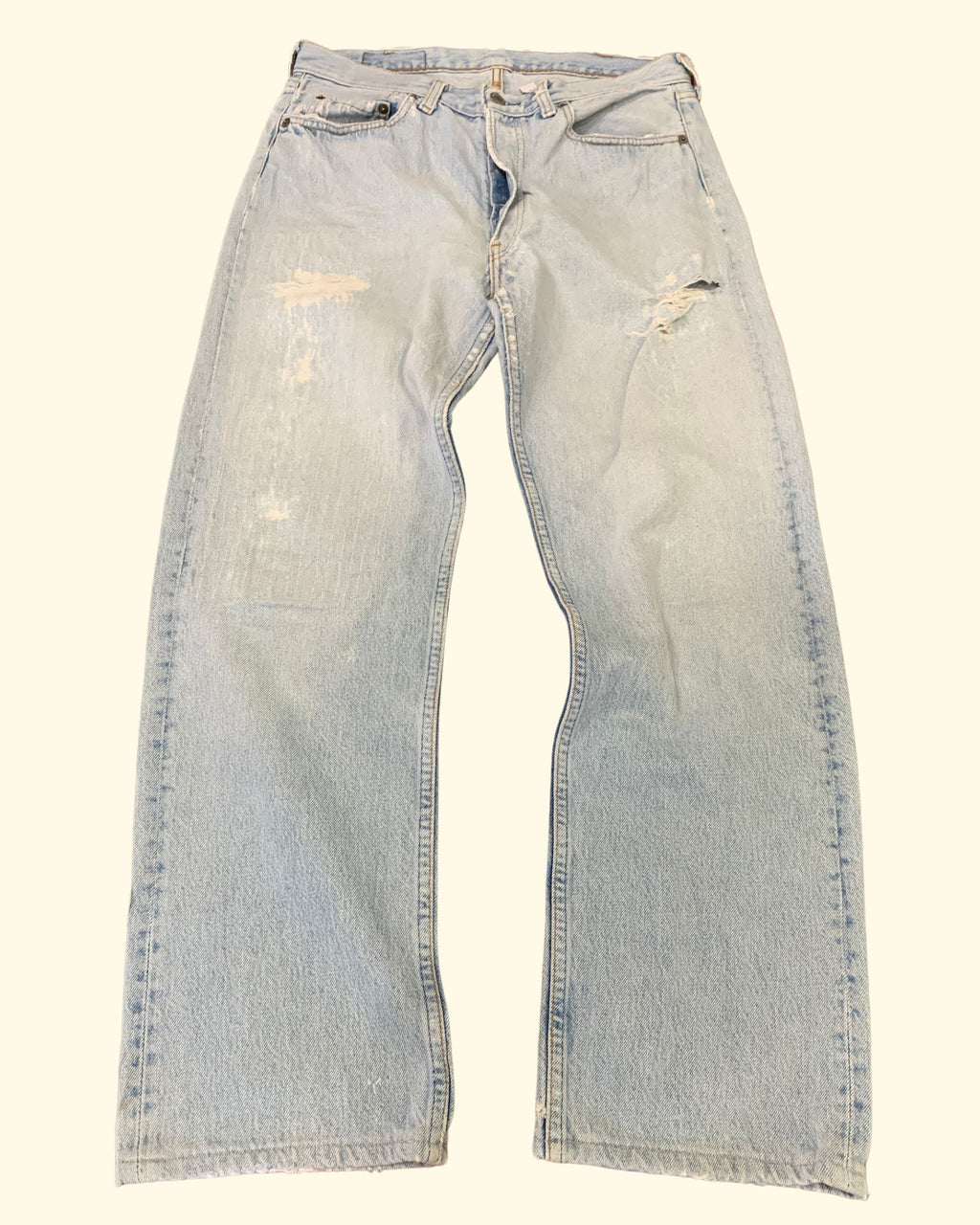 Vintage Levi's 501 USA Jeans W33 L36 Light Wash Distressed 90s Made in USA